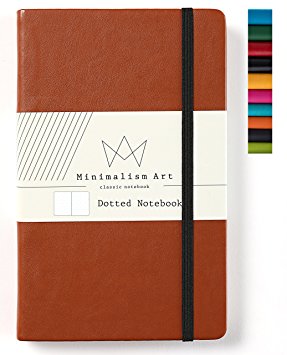 Minimalism Art | Classic Notebook Journal, Size: 5" X 8.3", A5, Brown, Dotted Grid Page, 240 Pages, Hard Cover/Fine PU Leather, Inner Pocket, Quality Paper - 80gsm | Designed in San Francisco