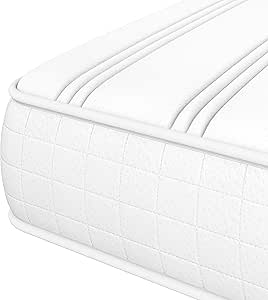 Yaheetech Double Mattress 4ft6 Bonnell Springs Mattress Double Foam Mattress Medium Firm Mattress for Double Bed with Anti-mite Knitted Jacquard Cover,135x190x19cm,White