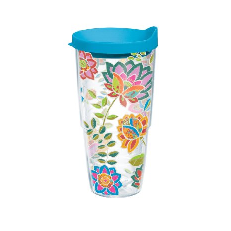 Tervis Boho Floral Chic Tumbler with Travel Lid, 24 oz, Clear