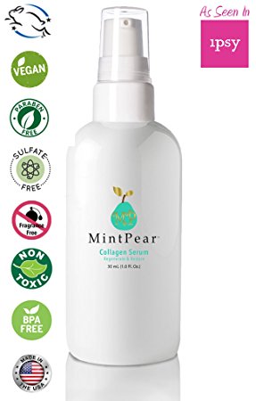 MintPear Collagen Serum, Anti-Aging Facial Serum, Reduces Appearance of Wrinkles & Fine Lines, Boosts Collagen, Patented Ingredients(1 fl oz)