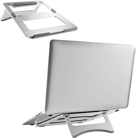 Laptop Notebook Stand Riser Ergonomic Portable Foldable Ventilated Holder for Laptop, Notebook, MacBook Air Pro, iPad, and Other Tablets up to 15 Inch, 1 Pack, Silver by WALI