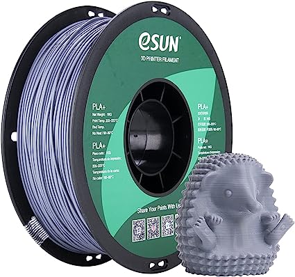 eSUN PLA  Filament 1.75mm, 3D Printer Filament PLA Plus, Dimensional Accuracy  /- 0.03mm, 1KG Spool (2.2 LBS) 3D Printing Filament for 3D Printers, Grey