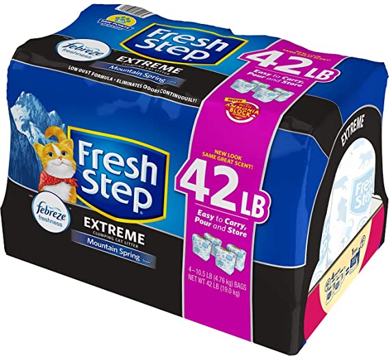 Fresh Step Extreme Mountain Spring Scented Clumping Cat Litter with The Power of Febreze, 42 lbs., .33 CF1