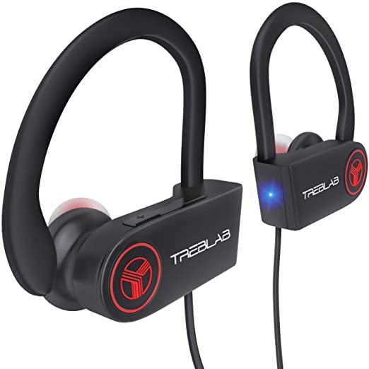 TREBLAB XR100 - Ergonomic Wireless Sport Earbuds. Bluetooth Running Headphones & Best Workout Headphones. Wireless Earbuds for Gym. HD Sound Mic for iPhone Android. Running Earphones 2019