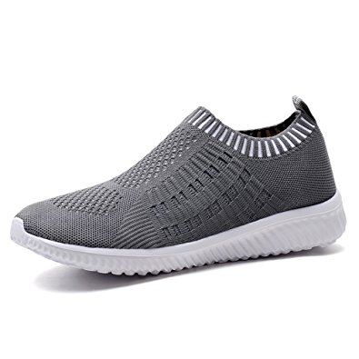 KONHILL Women's Lightweight Casual Walking Athletic Shoes Breathable Mesh Running Slip-On Sneakers