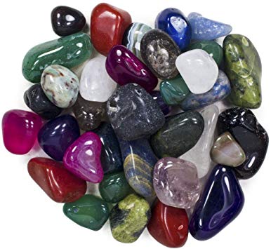 Hypnotic Gems 2 Pounds Brazilian Tumbled Polished Natural and Dyed Stones Assorted Mix - Extra Small Size - 0.50" to 0.75" Avg.