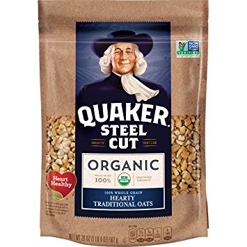 Quaker Steel Cut Organic Oatmeal, Breakfast Cereal, Non-GMO Project Verified, 20 Ounce Resealable Bags, 4 Bags