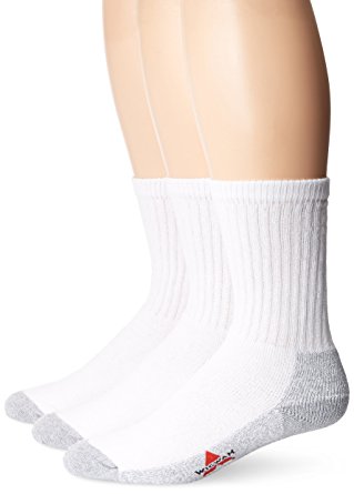 Wigwam Men's At Work 3-Pack Crew Socks,White/Grey, Sock Size:10-13/Shoe Size: 6-12