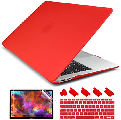 Dongke Smooth Matte Frosted Hard Shell Cover for MacBook Air 13 Inch with Retina Display fits Touch ID, Air 13 Inch Case 2020 2019 2018 Release Model: A2179/A1932 (Frost Red)