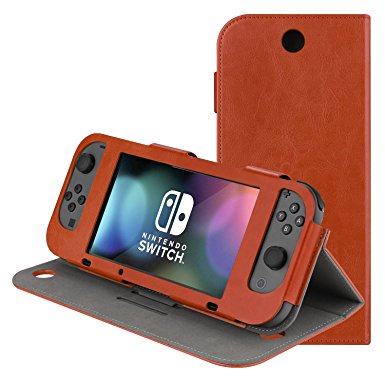 Nintendo Switch Case,Vancle Ultra-Thin Protective PU Leather Flip Play Stand Cover Case for Nintendo Switch 2017 (Brown)