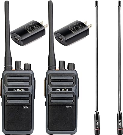 Retevis RB17V MURS Walkie Talkie Long Range, Two Way Radios Rechargeable, Detachable Antenna, 4400mAh Battery, Remote Emergency Alarm, for Camping Hiking Hunting(2 Pack) (with high gain Antenna)