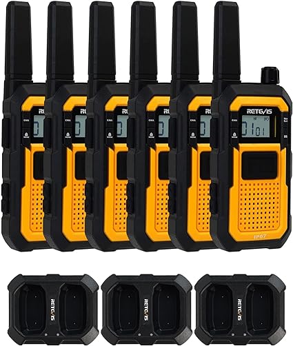 Retevis RB48 Heavy Duty Two Way Radio,Waterproof Walkie Talkies,Shock-Resistant,2000mAh,Vibration Call,Emergency Alarm,NOAA,Hands-Free,Durable 2 Way Radio for Job Site (6 Pack)