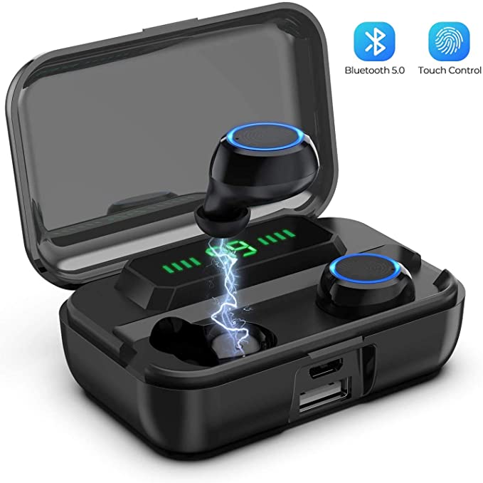 Hoseili Bluetooth Wireless Headphones, TWS Stereo Sound CVC8.0 135 Hours Playtime LED Display Wireless Earphones with 3000mAh Charging Case, One Step Pairing, IPX7 Waterproof Earbuds for iOS Android