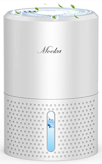 Mooka Mini Dehumidifier, 2000 Cubic Feet (190 Sq ft), 32oz (900ml) Capacity, Compact and Portable Small Dehumidifier with Auto Shut Off, Quiet Dehumidifier for Basement, Bedroom, Closet, Bathroom, RV