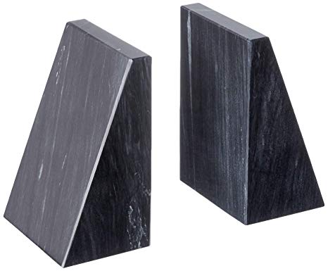 Fox Run Triangular 100% Natural Polished Black Marble Bookends