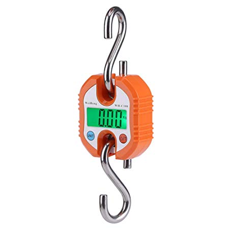 Digital Professional Portable Crane 150 Kg LCD Digital Electronic Hook Hanging Scales Loop Weighing Balance for Home Farm Factory Hunting Outdoor(Orange)