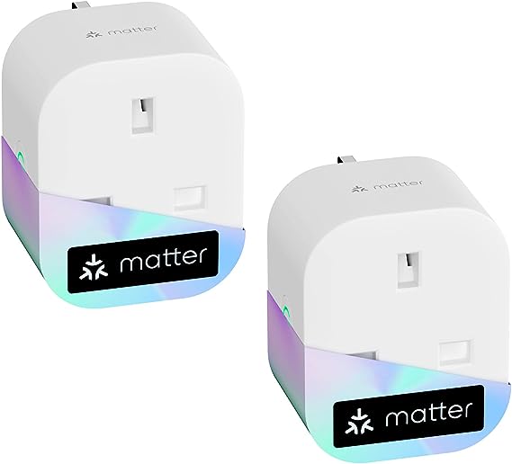 Meross Matter Smart Plug Mini with Energy Monitoring, Works with Apple HomeKit, Alexa, Google Home, SmartThings, WiFi Plug with Voice Remote Control, 13A, 2 Packs