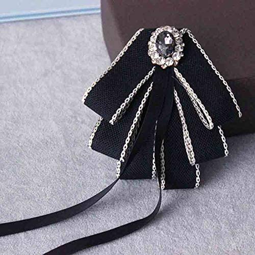 Black Bow tie Brooch for Women Christmas Party Bow Brooch for Men Ribbon Pre Tied Neck Tie Adustable Brooch Pin (black/SR118)