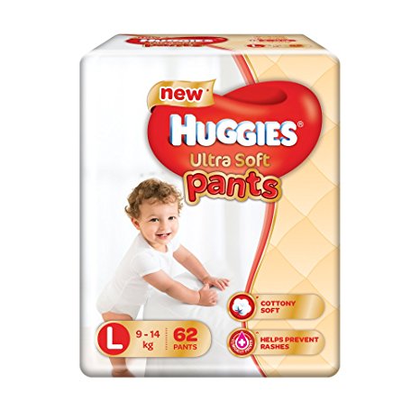 Huggies Ultra Soft Pants Large Size Premium Diapers (62 Counts)