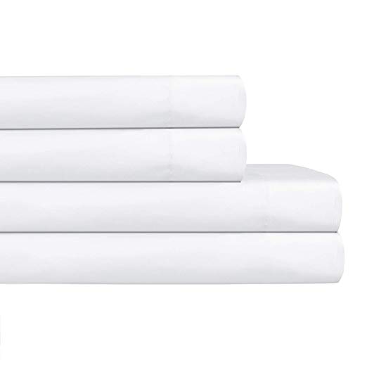 AURAA ESSENTIAL 100% Cotton Peached Percale Sheet Set - King Sheets - 4 Piece Set, Feather Soft, DEEP Pocket,Big Sale Days,Oeko-TEX Certified, White