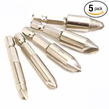 Drillpro Damaged Screw Remover Extractor Set by Mring Set Screwdriver Bit Sets Screw Remover Drill 1/4'' Hex Shank ( 5PCS )
