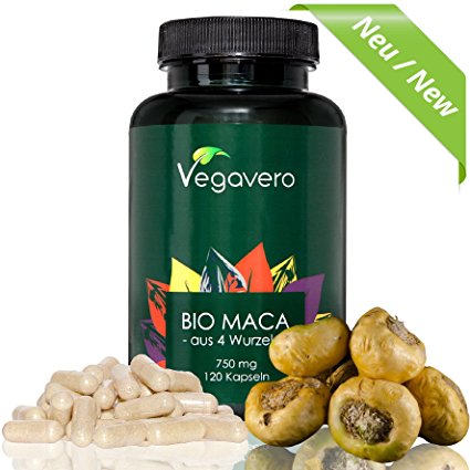 NEW: Premium Organic Maca Root | Four Roots | 120 Capsules, 750 mg | No Bulking Agents or Additives | Peruvian Organic Maca | Vegan & Vegetarian by Vegavero