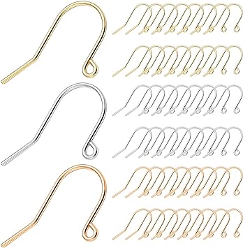 Earring Hooks,600PCS Earring Hooks for Jewelry Making Hypoallergenic Fish French Hook for DIY Craft Earring Making(600PCS White K/KC Gold/Gold)