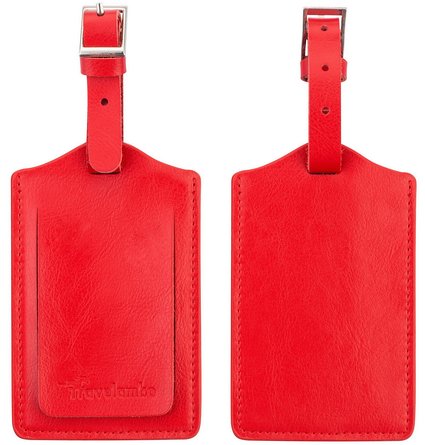 Genuine Leather Luggage Tags & Bag Tags 2 Pieces Set in 8 Colors