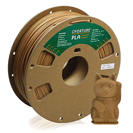 OVERTURE PLA Filament 1.75mm PLA 3D Printer Filament, 1kg Cardboard Spool (2.2lbs), Dimensional Accuracy  /- 0.03mm, Fit Most FDM Printer (Brown 1-Pack)