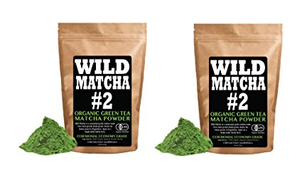 Organic Matcha Green Tea Powder, Wild Matcha #2 Ceremonial Grade, Authentic Japanese Matcha Grown In Japan, JAS Certified Organic (Two - 4 ounce)