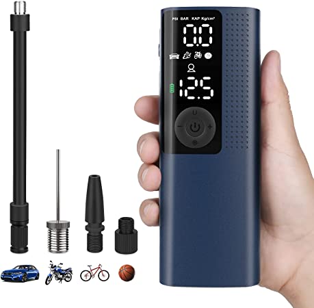 Vastar Portable Air Compressor Tire Inflator Mini, Micro Electric Tire Inflator with 2000Mah Rechargeable Battery, Intelligent Handheld Tire Pump with Digital Display, for Cars, Bicycles and Other Inflatable Products