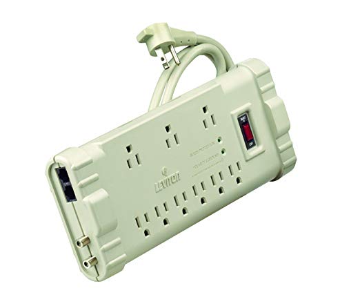 Leviton S2000-PS 120 Volt/15 Amp, Office Grade Surge Strip, ABS Plastic Enclosure, 6-Ft, 5-15P plug