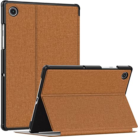 MoKo Case Fit Samsung Galaxy Tab A8 10.5 Inch 2022 [SM-X200/X205/X207], Shock Proof Stand Folio Case,Multi- Viewing Angles, Hard PC Back Cover Fit Galaxy A8 10.5 Tablet, Auto Wake/Sleep, Brown