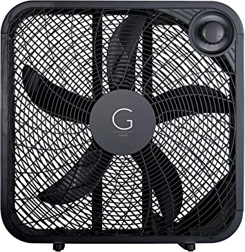 Genesis 20" Box Fan, 3 Settings Silent Cooling Technology, Carry Handle, 20 inch, Black