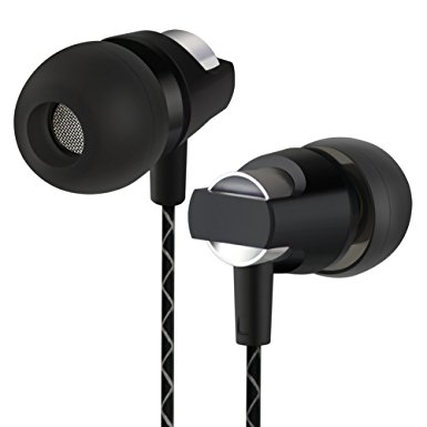 KingYou In Ear Headphones Wired Metal Earbuds with Mic Heavy Deep Bass Noise Isolating Earphones for iPhone/iPod/MP3 Player (Black)