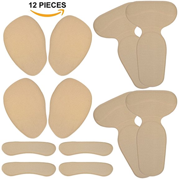 12pcs Heel Pads, Prime Heel Grips Liners Inserts, Anti Slip Shoe Cushion, Ball of Foot Insoles, Heel Snugs for Women Men for Protection Against Pain And Blisters