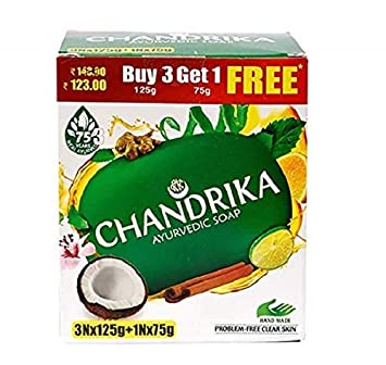 Chandrika Ayurvedic Handmade Soap, 125g (Pack of 3) with Free 75g