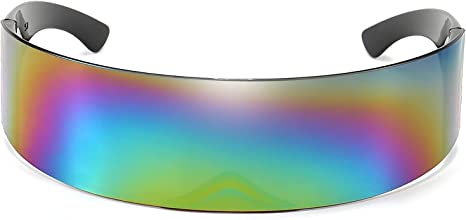 Dollger Futuristic Sunglasses Space Cyclops Wrap Around Glasses Rimless Translucent Mirrored Lens