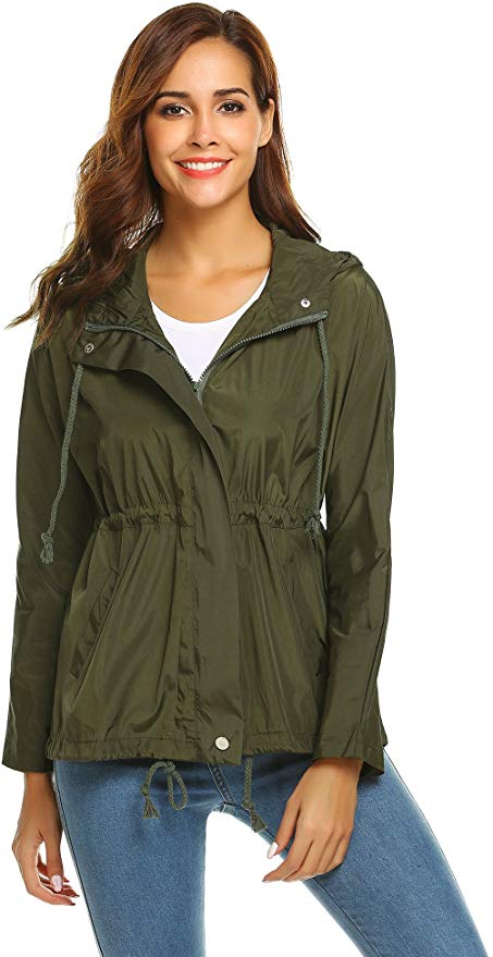 Zeagoo Women Waterproof Rain Jacket Hoodie Windproof Outdoor Coat Venture Windbreaker