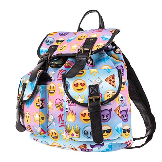 Kukubird Double Pocket Bag Color Bottom Face EMOJI PINK OMBRE Rucksack Backpack