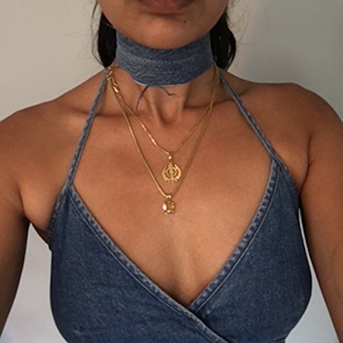 The Denim Chokers// Thick Blue Denim Choker Necklace Free Gift!!!
