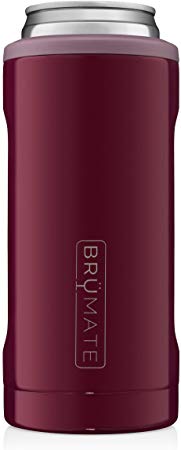 BrüMate Hopsulator Slim Double-walled Stainless Steel Insulated Can Cooler for 12 Oz Slim Cans (Merlot)