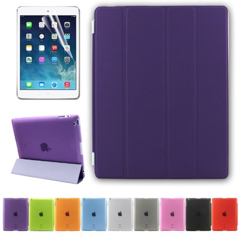 Bestdata Magnetic Smart Cover for Apple iPad 2  iPad 3 iPad 4 Bundle with Screen Protector Cleaning Cloth and Stylus Purple