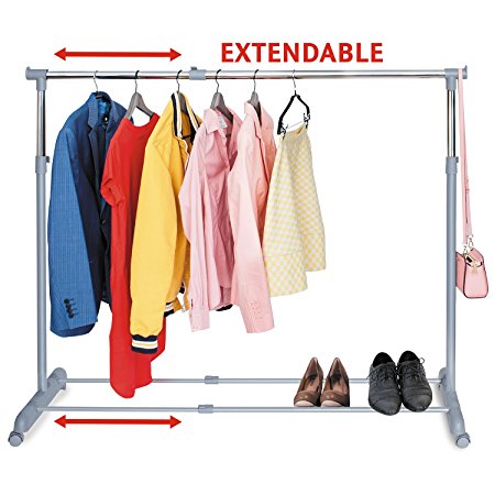 Tatkraft Party Telescopic Clothes Rail Extendable Space Chrome Plated Steel 161.5X44X166cm Be ready for the party!