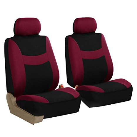 FH GROUP FH-FB030102 Light & Breezy Burgundy/Black Cloth Seat Cover Set Airbag & Split Ready- Fit Most Car, Truck, Suv, or Van
