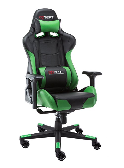 OPSEAT Master Series 2018 PC Gaming Chair Racing Seat Computer Gaming Desk Office Chair - Green