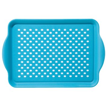 Oggi 5504.6 Rectangle Non Skid Rubber Grip Serving Tray, Aqua