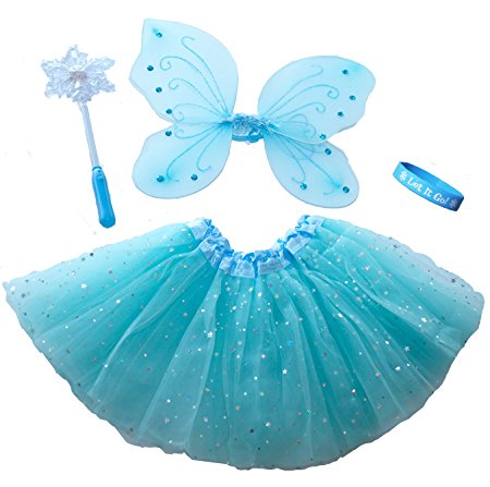 Frozen Inspired Fairy Princess Set with Light Up Snowflake Wand & Our Bracelet