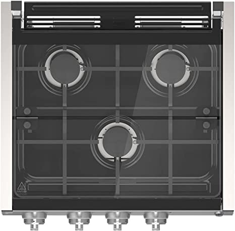 Furrion 2021123893 Slide-in 3 Burner Gas RV Cooktop with Glass Cover - 20", Stainless Steel