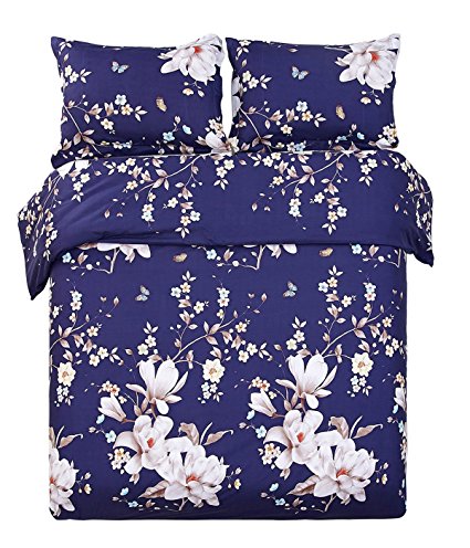Word of Dream Luxuriously Soft Brushed Microfiber Floral Print 3PC Duvet Cover Set , Full/Queen